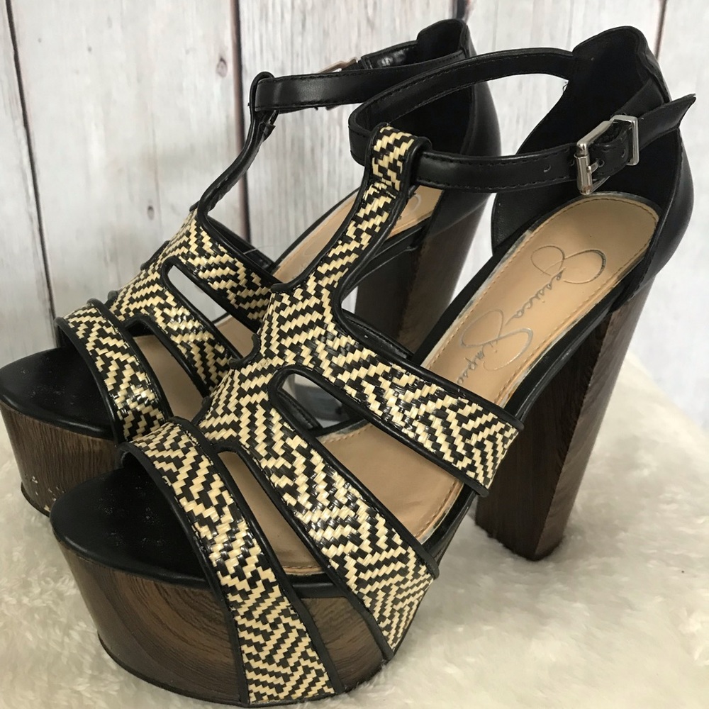 Jessica Simpson Houndstooth High Heel Sandal Sz6.5